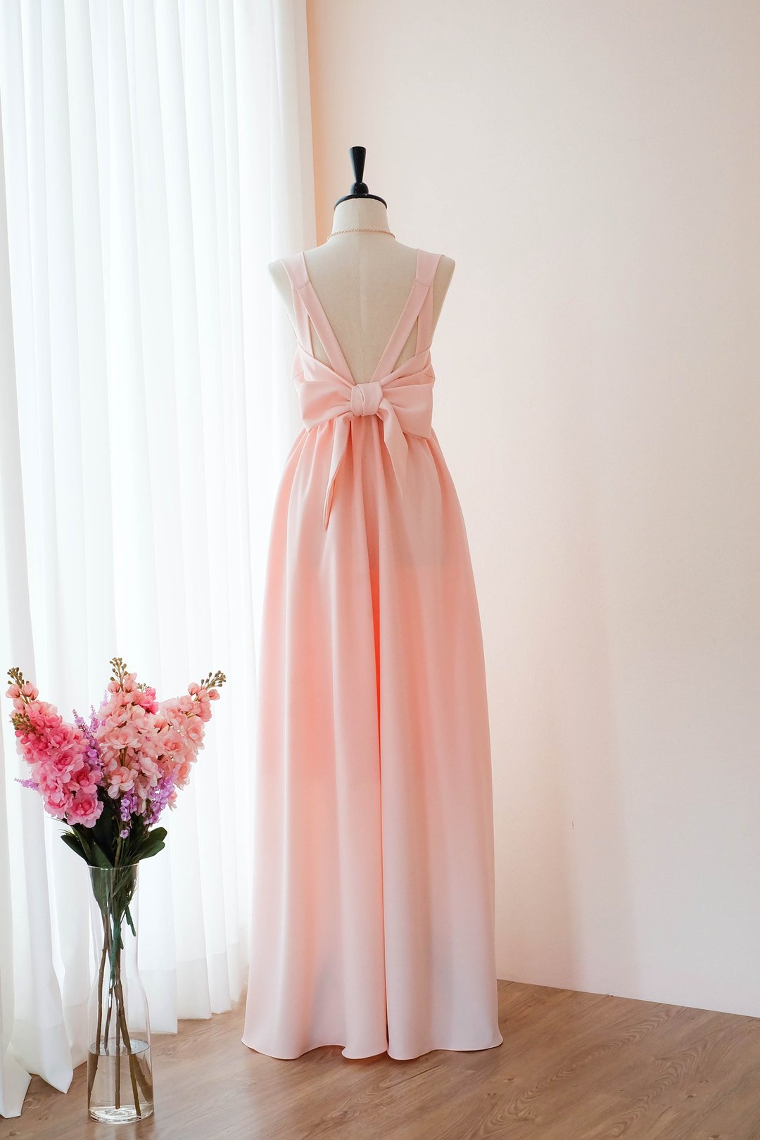 Pink blush dress Bridesmaid Bridal Dress Prom Cocktail Party Wedding Dress - 晚装/礼服 - 聚酯纤维 粉红色