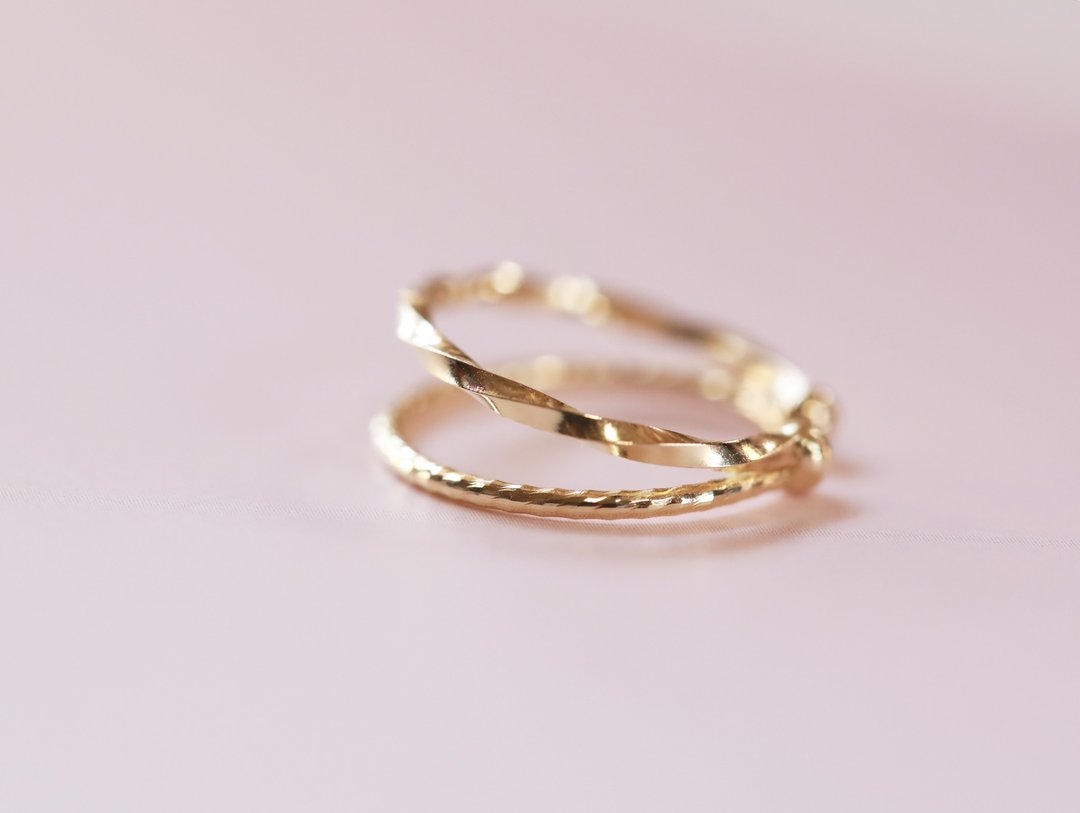 K10 Yellow Gold W Ear Cuff due - 耳环/耳夹 - 贵金属 金色