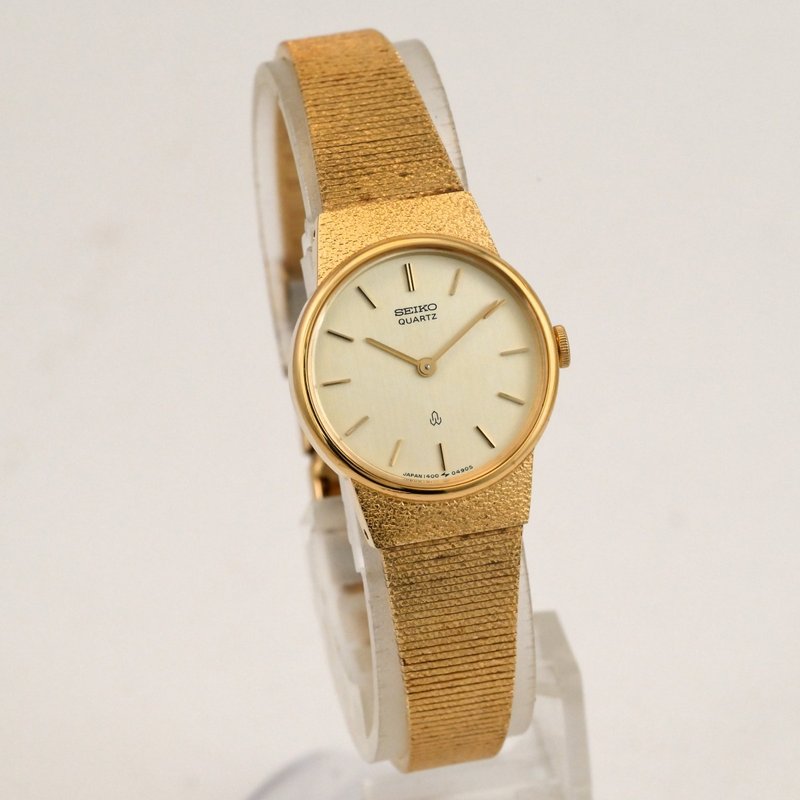 包邮 Vintage SEIKO Ref.1400-0120 女性用 石英腕表 金色 手表 古董表 复古表 日本直送 - 女表 - 不锈钢 金色