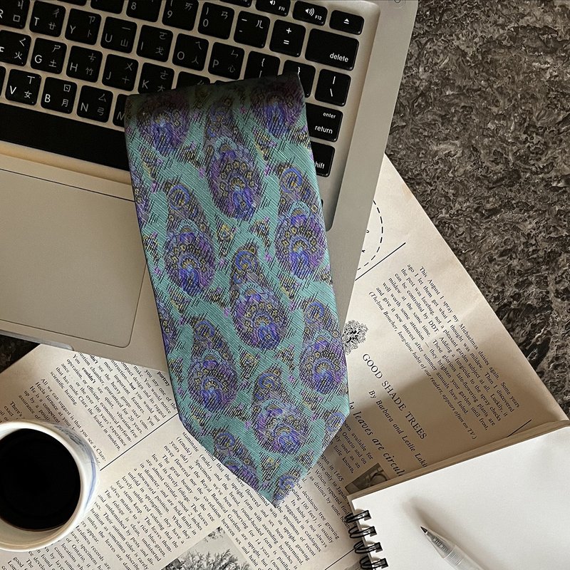 Fendi 意大利制 古董丝质领带 湖水绿 - 领带/领带夹 - 丝．绢 绿色