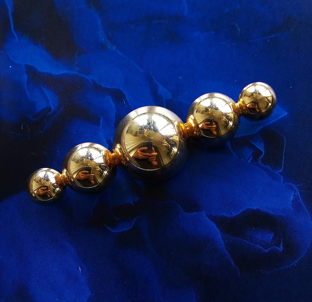 Vintage Jewelry 西洋古董饰品 金色调 普普 一字 个性 别针 - 徽章/别针 - 其他金属 金色