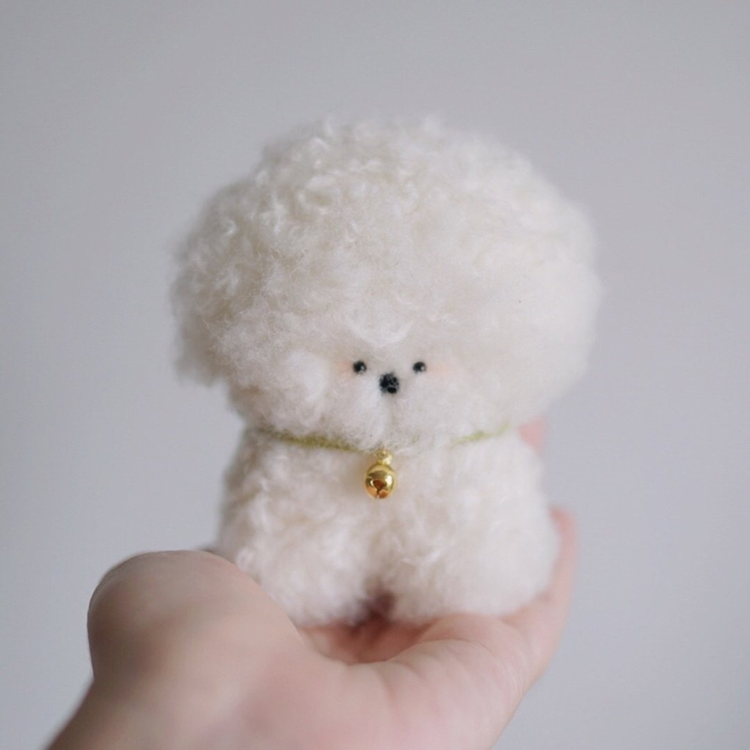|独角森林| 棉花糖Marshmallow 比熊犬 手工玩偶 small - 玩偶/公仔 - 羊毛 