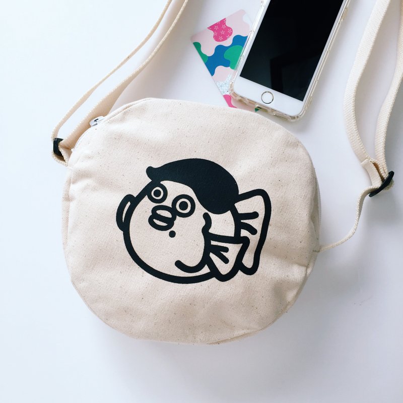 嘟子 -斜背圆背包 帆布包  侧背包 可调整式背带 - 侧背包/斜挎包 - 棉．麻 