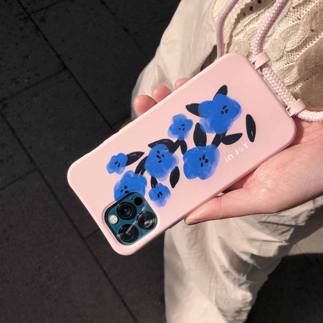 iPhone 17/16/15/14/13/12/SE3 天空之花 二合一防摔背绳手机壳 - 手机壳/手机套 - 塑料 粉红色