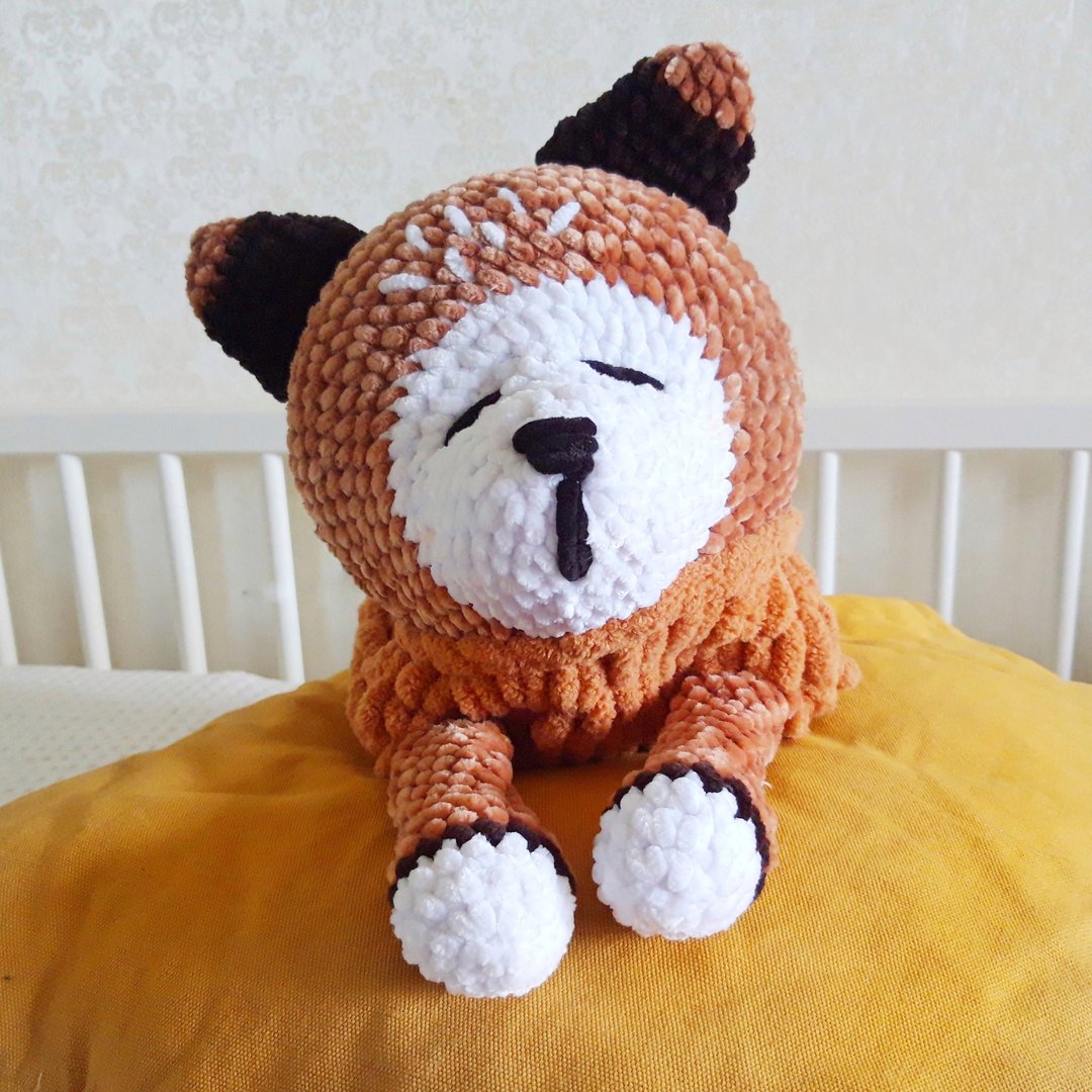 First birthday girl gift, plush fox, pajama bag - 玩具/玩偶 - 绣线 咖啡色