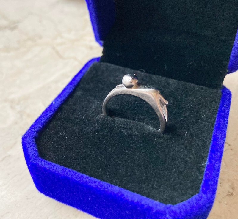 镀银猫咪环抱戒指925戒指猫戒指裸石宝石轻珠宝半宝石 - 戒指 - 银 银色