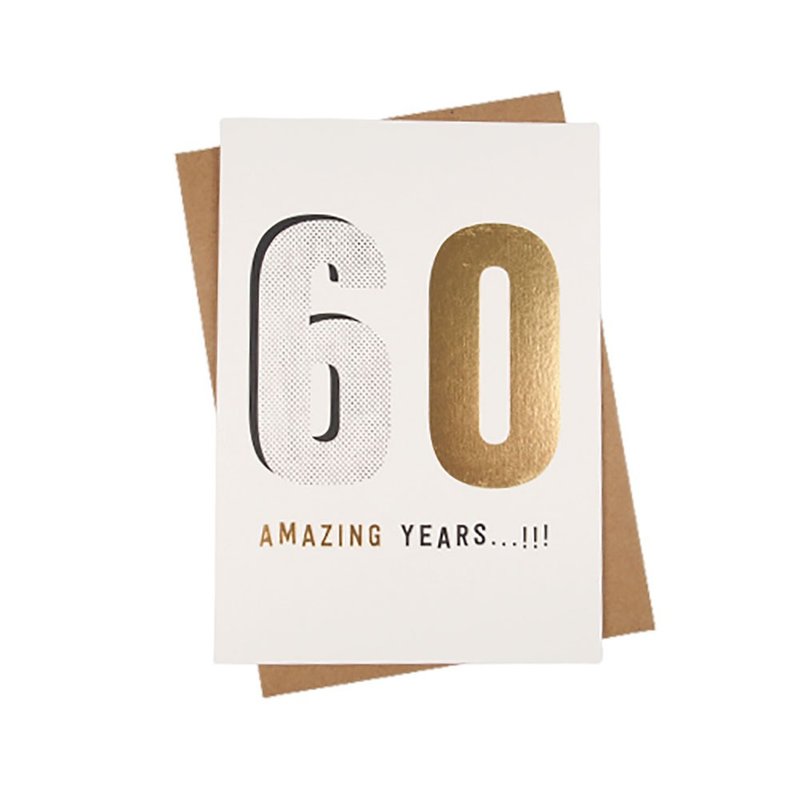60岁贺寿【Ling Design-岁数卡片 生日祝福】 - 卡片/明信片 - 纸 金色