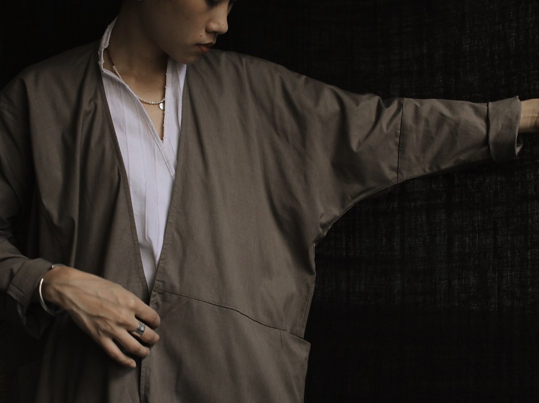 川 衣 WEAR BEING 茧型绑带风衣 褐 - 女装休闲/机能外套 - 棉 咖啡色