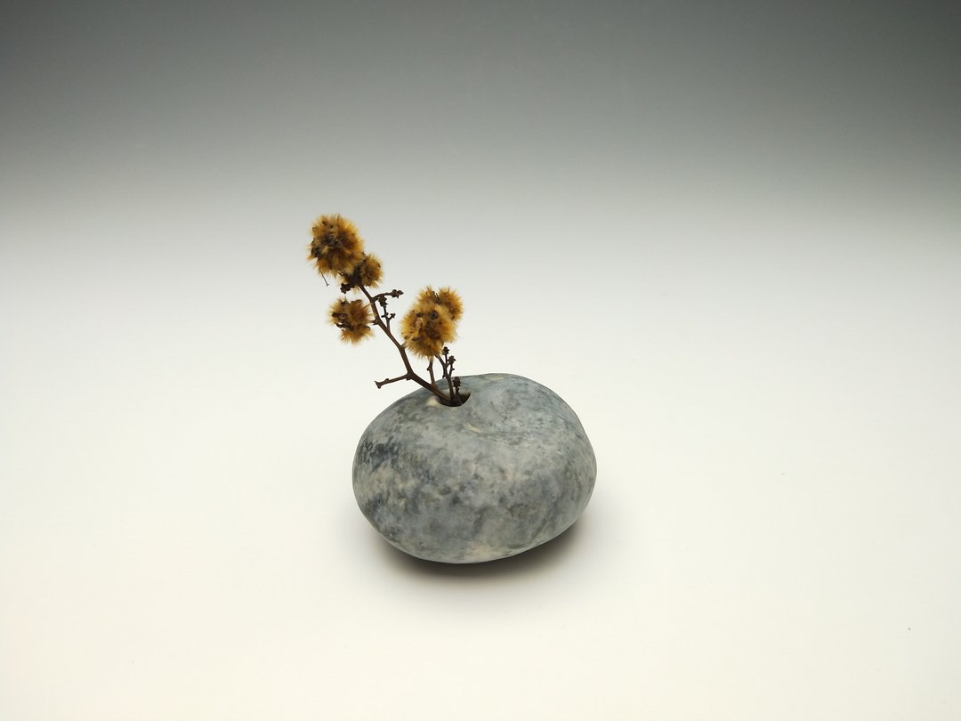原石小花器 - 花瓶/陶器 - 陶 黑色