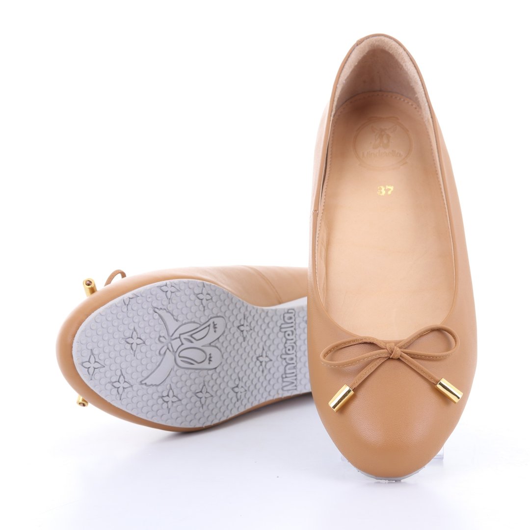 VICTORIA; Everyday Ballerina, 100% Genuine Leather, Basic ballet bow arch support - 女款休闲鞋 - 真皮 卡其色