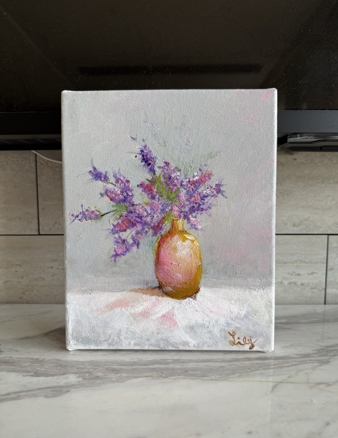 午后紫语 - 花卉油画 手绘原作 小品画 - 海报/装饰画/版画 - 棉 
