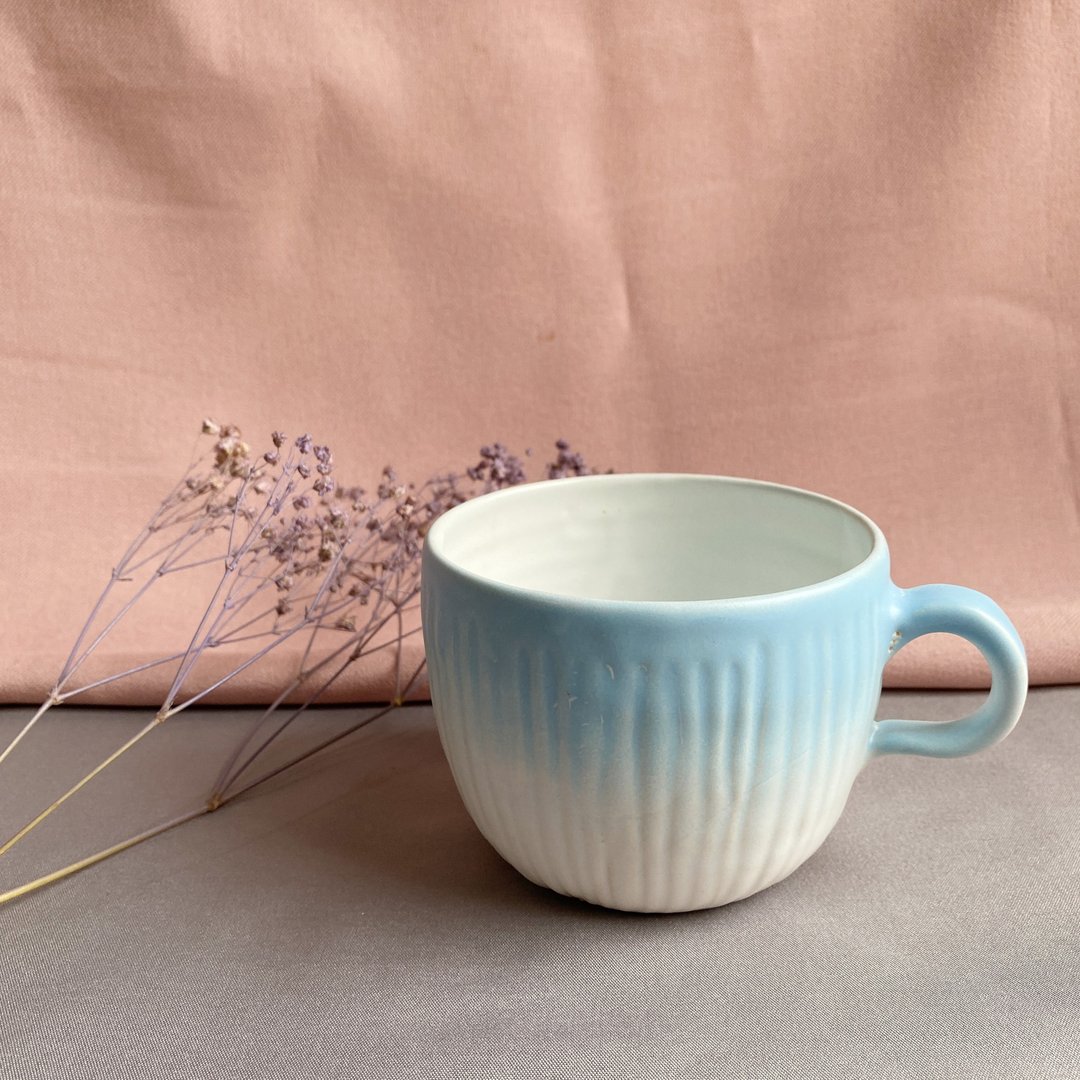 x童话天空x手工陶器马克杯 咖啡杯 茶杯 杯子 - 咖啡杯/马克杯 - 陶 蓝色