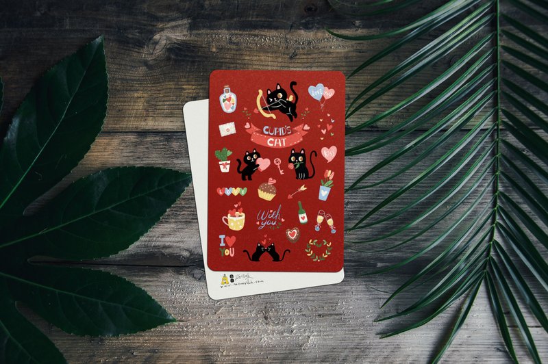 独家 -邱比特猫明信片 - 卡片/明信片 - 纸 红色