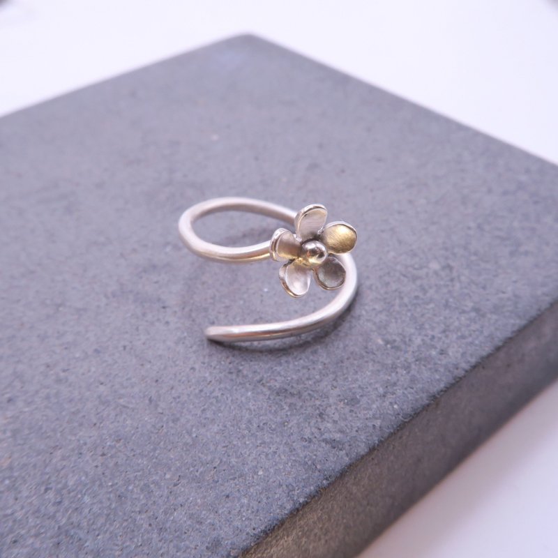 小花 - 纤细感 纯银戒指 - 戒指 - 纯银 银色