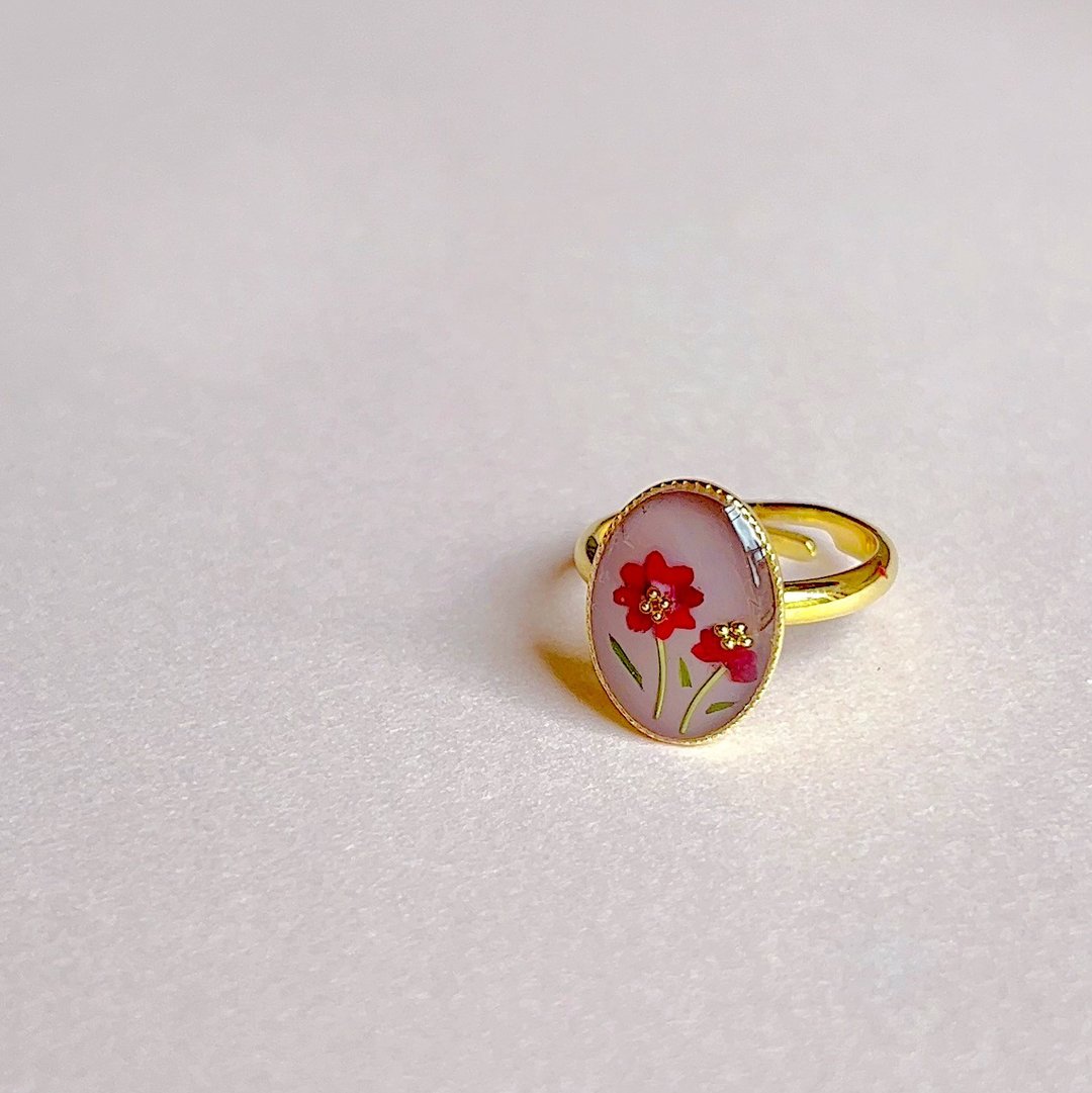 Until Oct. 15!Chocolate cosmos ring (one size fits all) - 戒指 - 其他金属 咖啡色