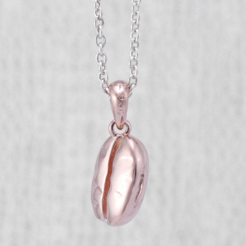 咖啡系 -精致墬子头单品咖啡豆项链- 玫瑰金 - 项链 - 其他金属 银色