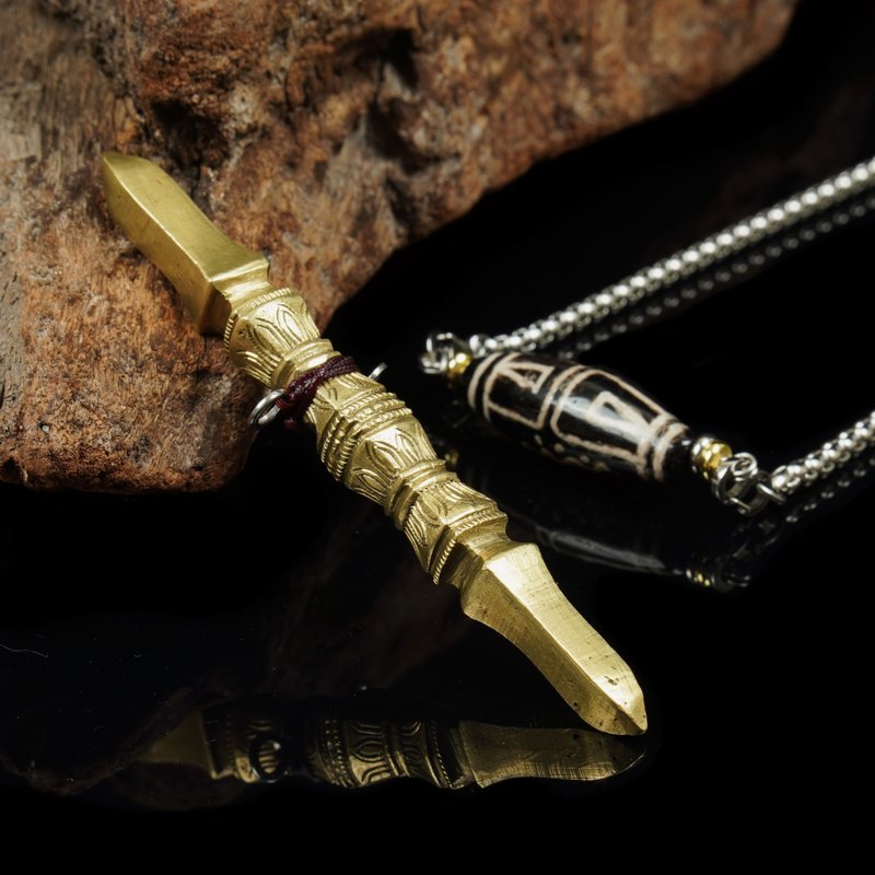 日本19世纪东密法器-独钴杵.西亚古珠颈链(链长75厘米) - 其他 - 其他材质 