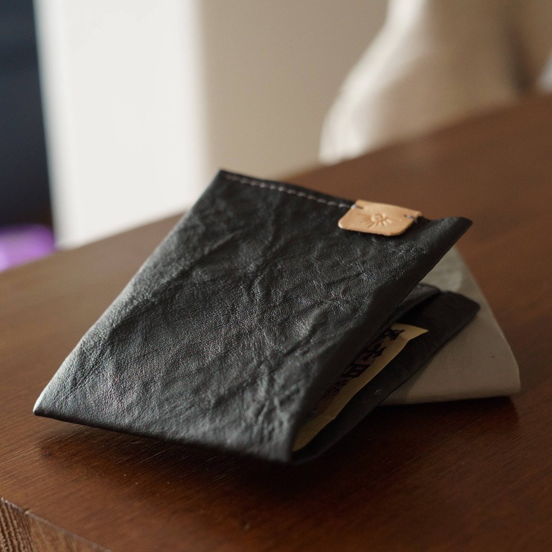 黑色 Dyneema® Leather 超轻量极简钱包 ORIGAMI Slim 折纸纤维 折纸结构 高耐用纤薄钱包 - 皮夹/钱包 - 真皮 黑色