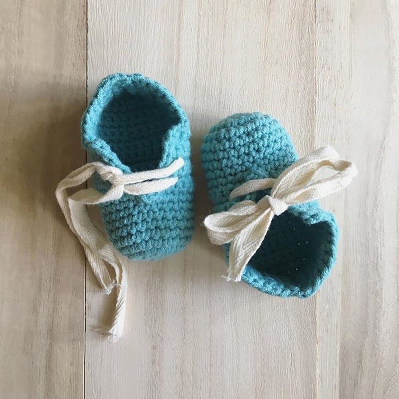 Slip-On Baby Booties, Crochet Shoes, Socks, Sneaker, Boots, Footwear for Kids - 婴儿鞋 - 棉．麻 蓝色
