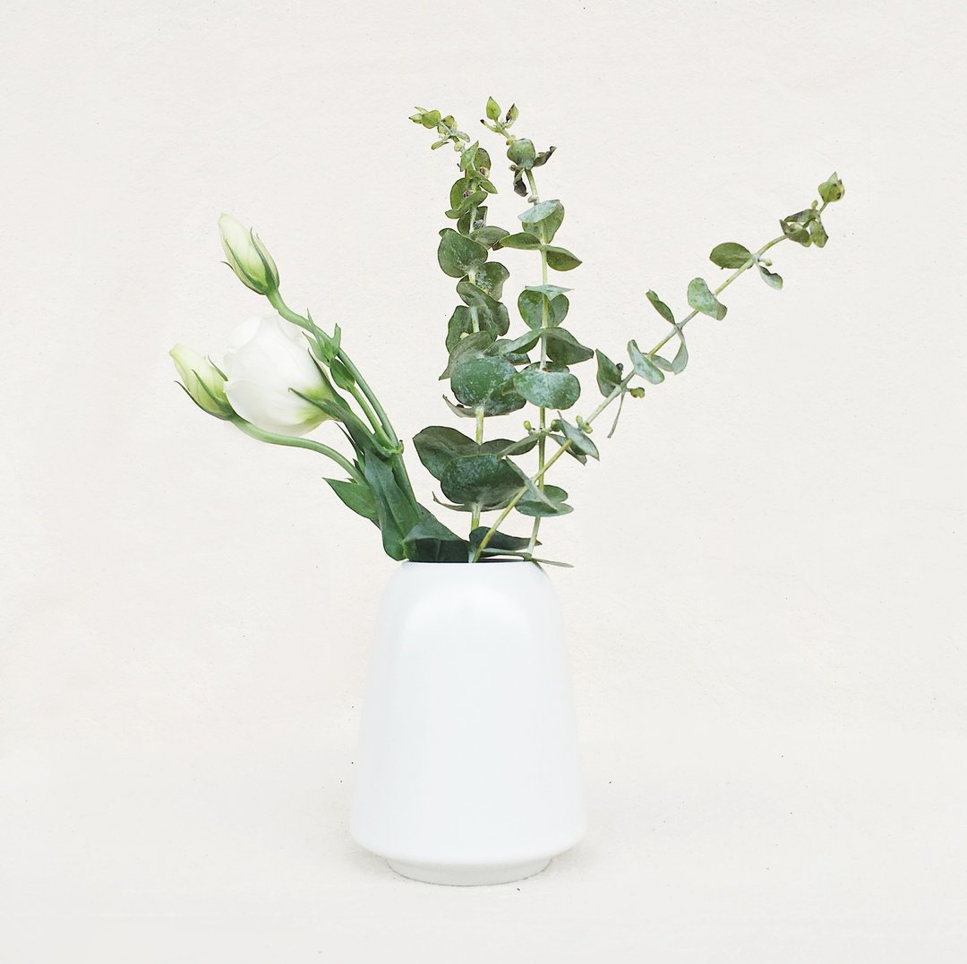 简约北欧风花器－Cylinder with Wide Rim 白色 - 花瓶/陶器 - 瓷 白色