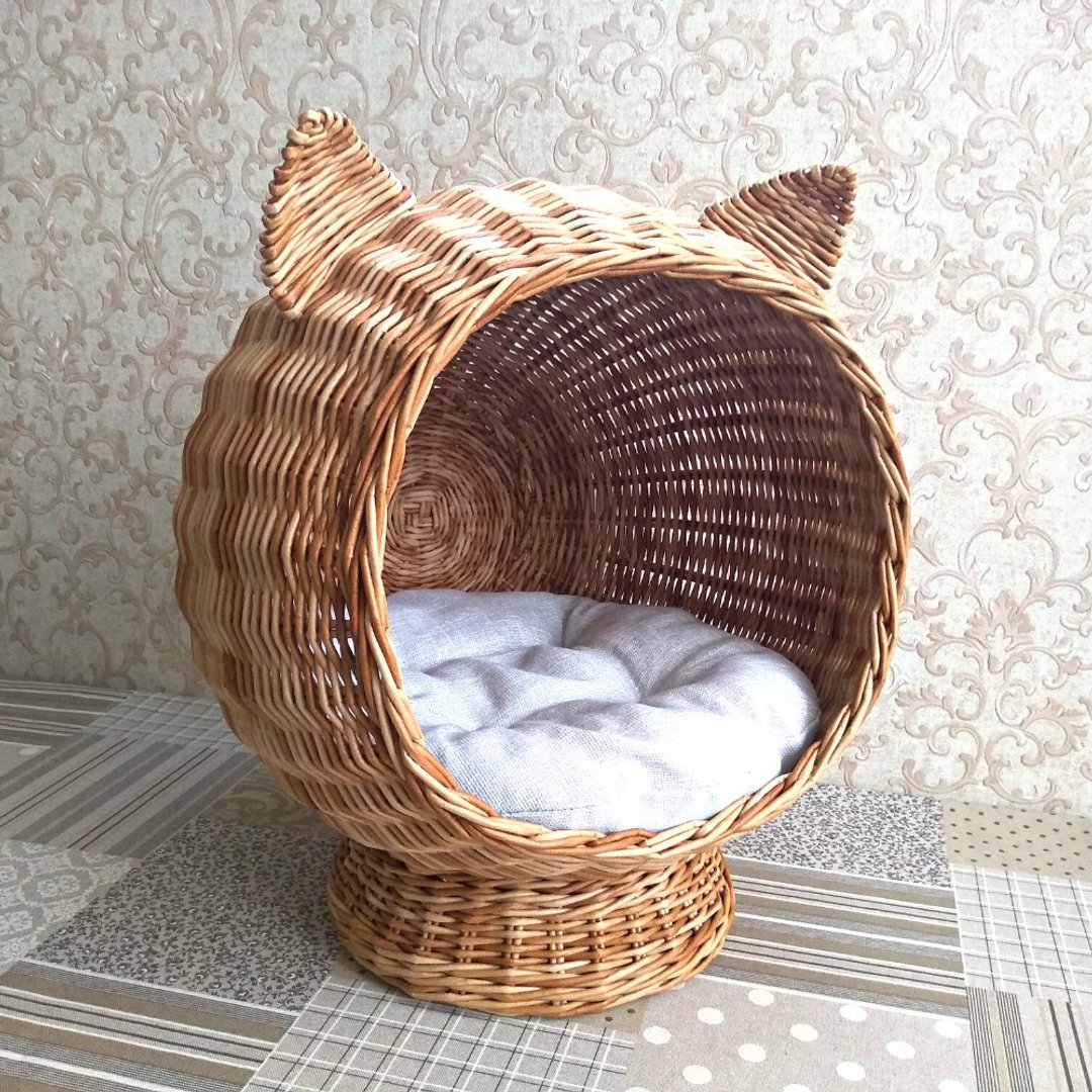 猫的柳条屋。猫篮。圆形宠物床。宠物的内部房子。 - 其他家具 - 纸 咖啡色