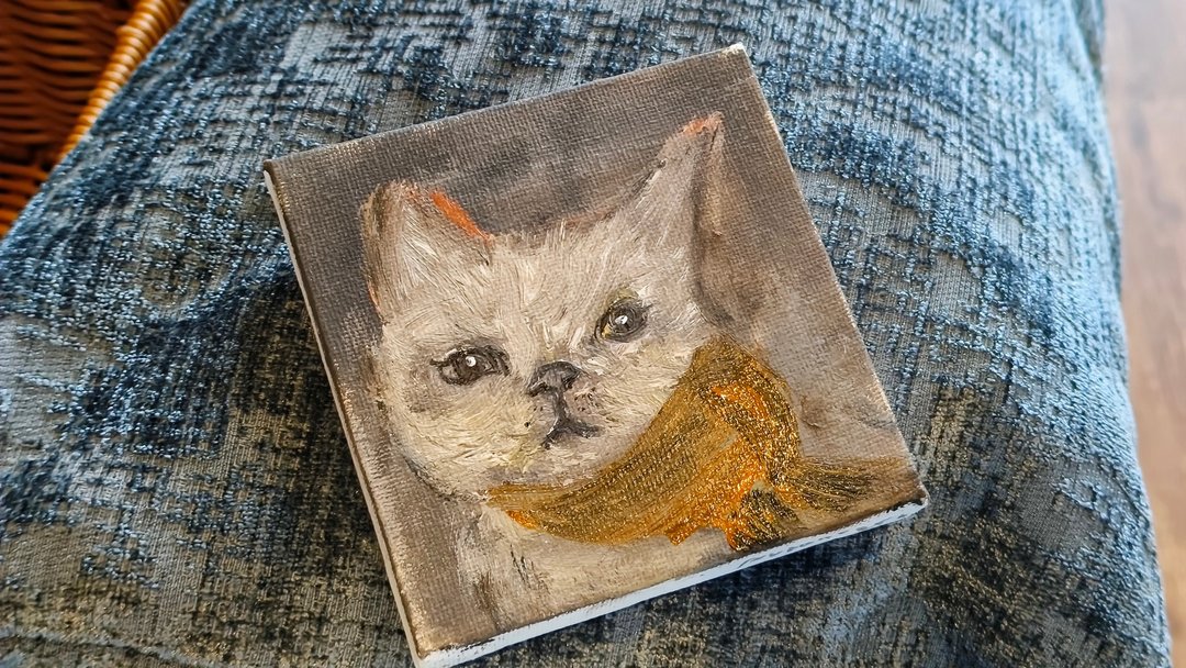 宠物画/压克力水彩画/小尺寸挂画/无框画/疗愈画 - 海报/装饰画/版画 - 棉 白色