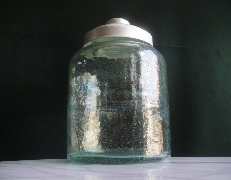 【老时光 OLD-TIME】早期二手铝盖气泡玻璃收纳罐#1 - 收纳用品 - 其他材质 多色