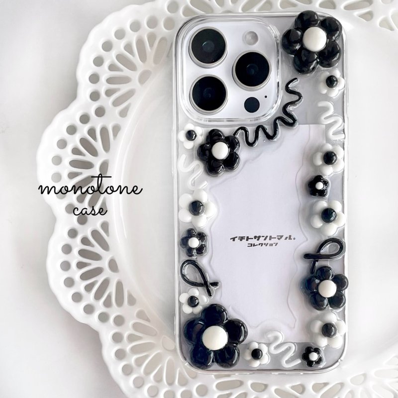 【期间限定】黑白配色的花朵iPhone手机壳 - 手机壳/手机套 - 塑料 黑色