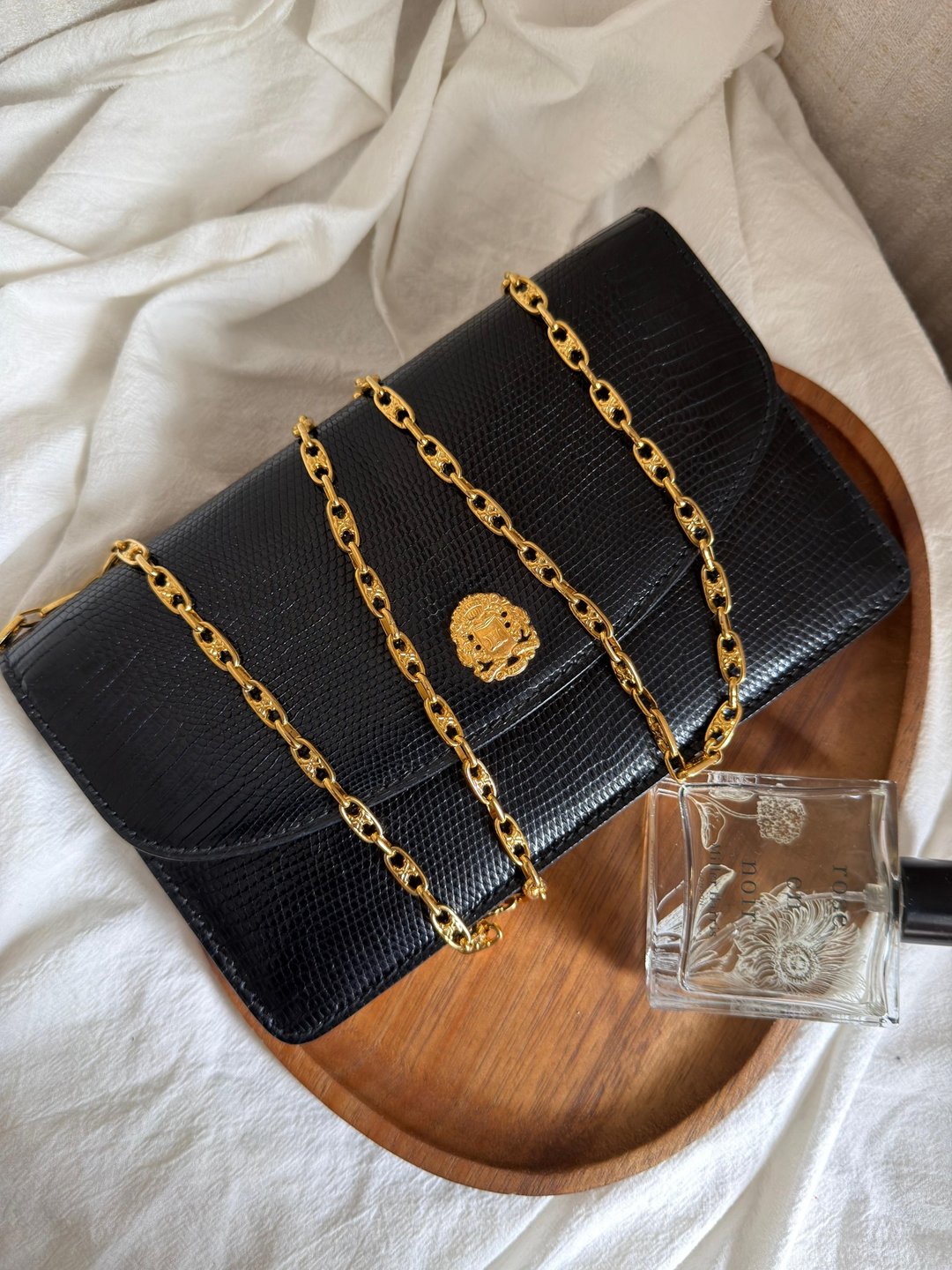 绝版美品 Vintage Celine 中古凯旋门徽章链条包中古包 - 侧背包/斜挎包 - 真皮 