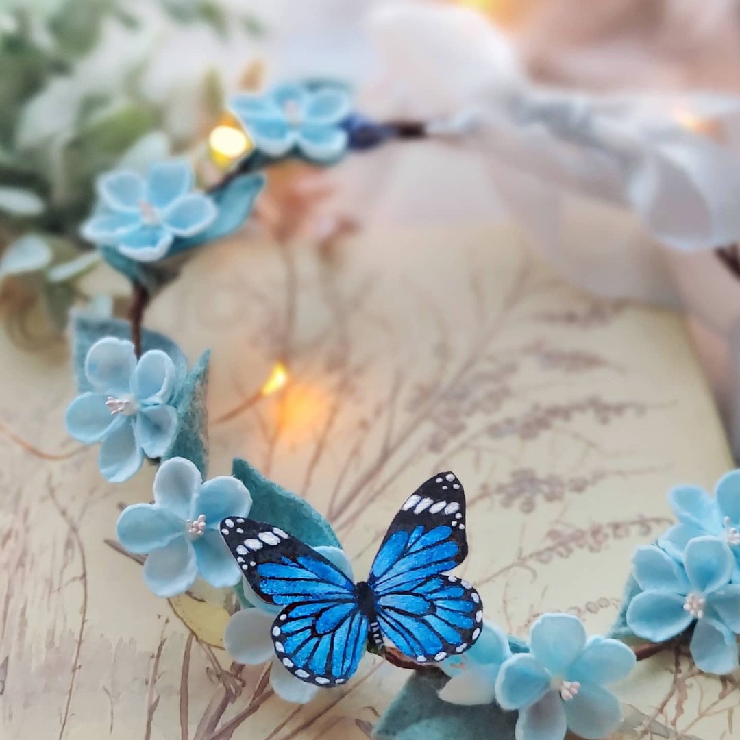 Hairband Baby Headband Baby Wreath on the head  Apple Blossom - 婴儿饰品 - 其他材质 蓝色