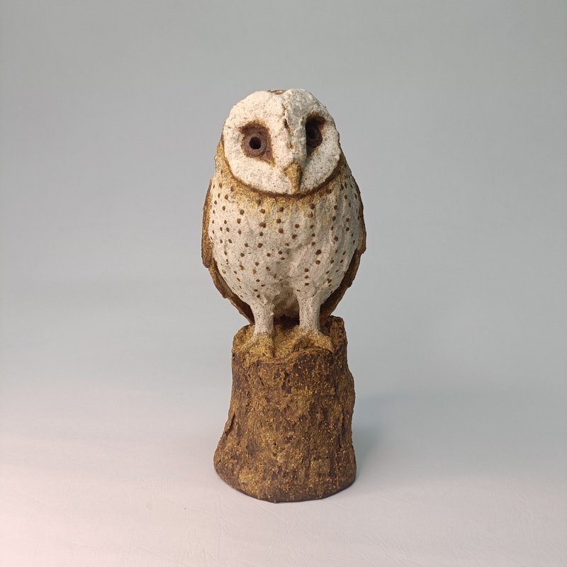 迷你版拟真猫头鹰-东方草鸮/陶艺品/生态/原创 - 摆饰 - 陶 