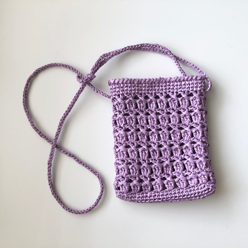 Candy 随身背编织小包包 手机 零钱 小肩包 成品贩售 紫藤 - 侧背包/斜挎包 - 纸 紫色