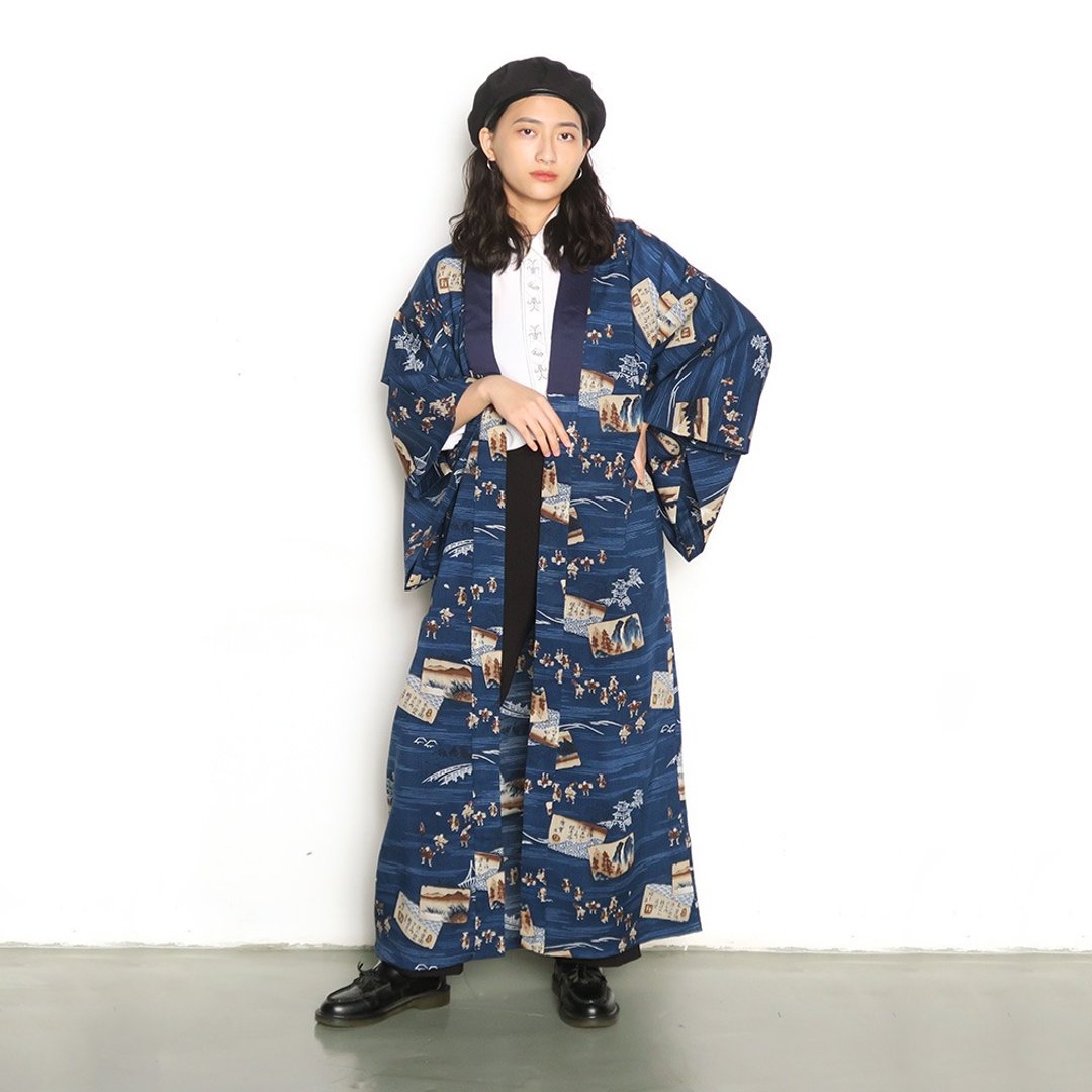 特色传统染印。日本长版古着和服外套 - 女装休闲/机能外套 - 棉 多色