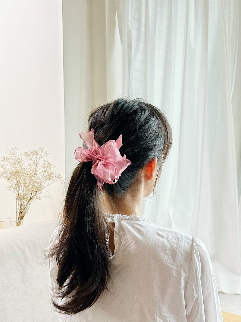 粉红色 夏日 蝴蝶结 发圈 手腕花  【亮光丝】 - 发饰 - 其他人造纤维 粉红色