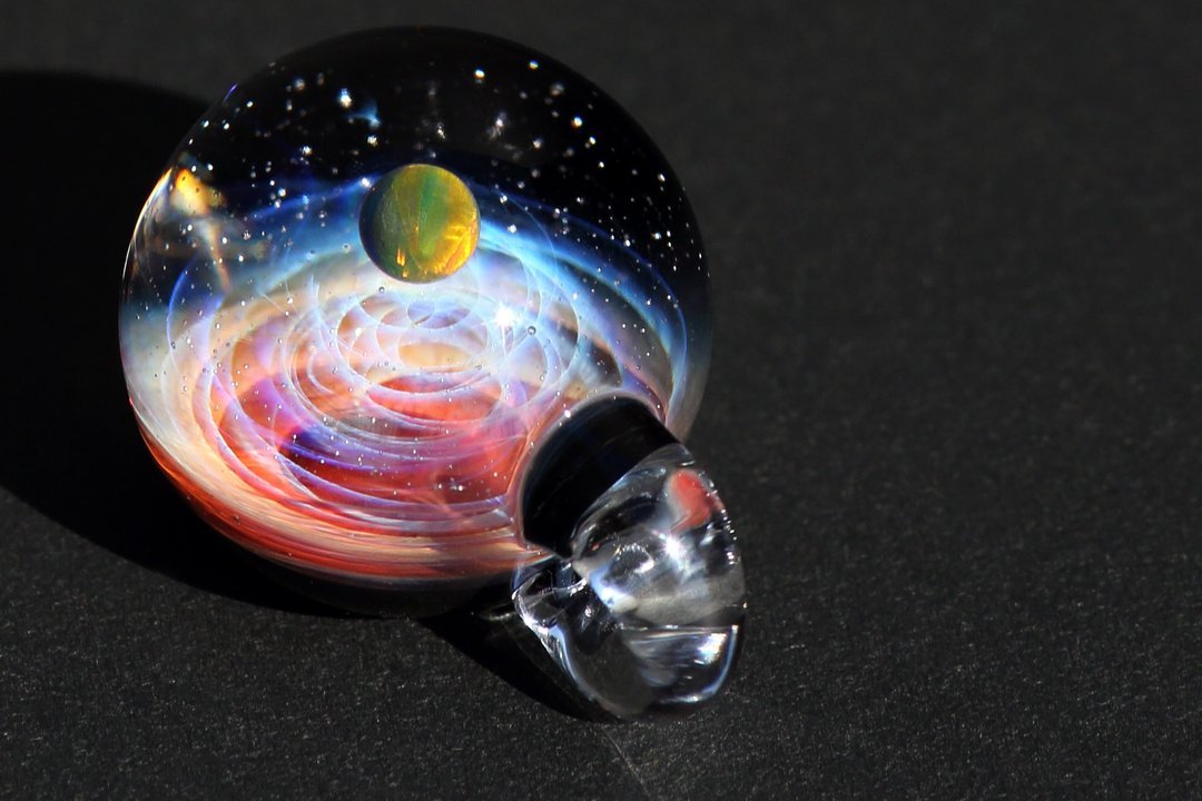 宇宙玻璃颈链吊坠24mm no.862 - 颈链 - 玻璃 粉红色