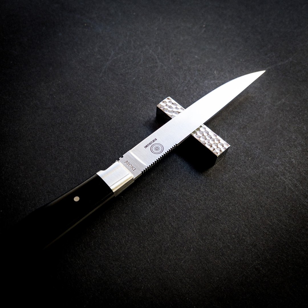 KIKUSUMI X MOKI限量版黑色牛排刀组 -  日本定制手工锻造的牛排 - 菜刀/刀架 - 不锈钢 银色