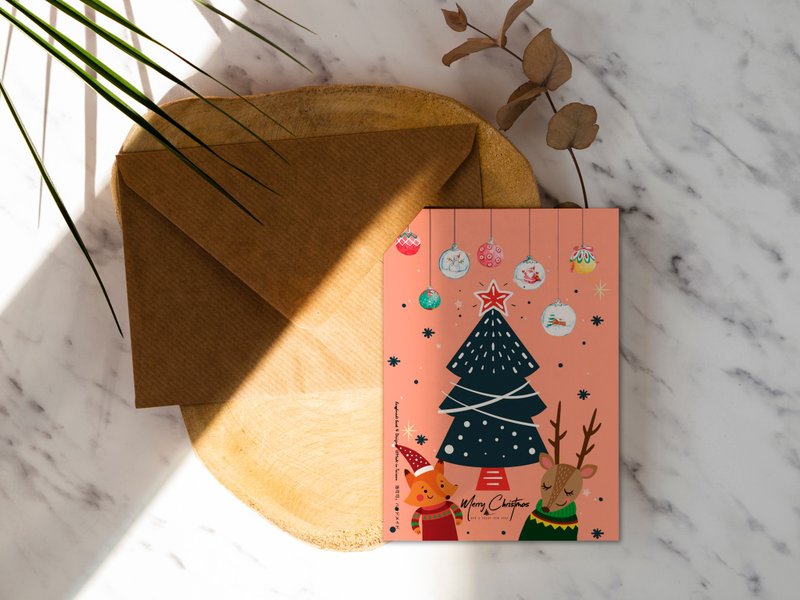 麋鹿与小狐狸圣诞卡【CM17002】洛可可草莓 WELKIN手创明信片 - 卡片/明信片 - 纸 