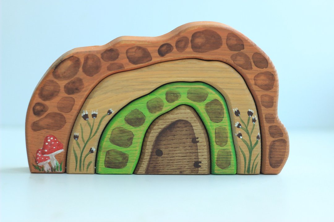 Wooden gnomes Cave. Wooden house. Wooden fairytale toys. - 玩具/玩偶 - 木头 多色
