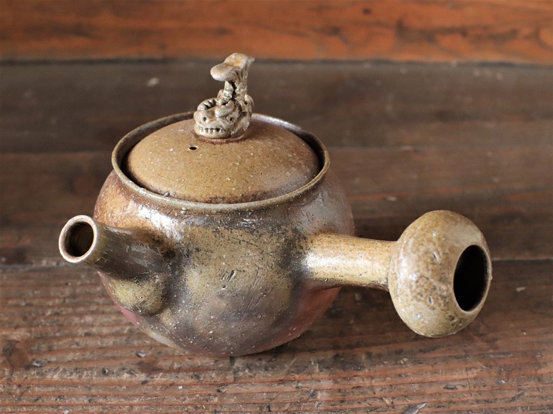 Bizen ware Kyusu / Shachi k1-068 - 茶具/茶杯 - 陶 咖啡色