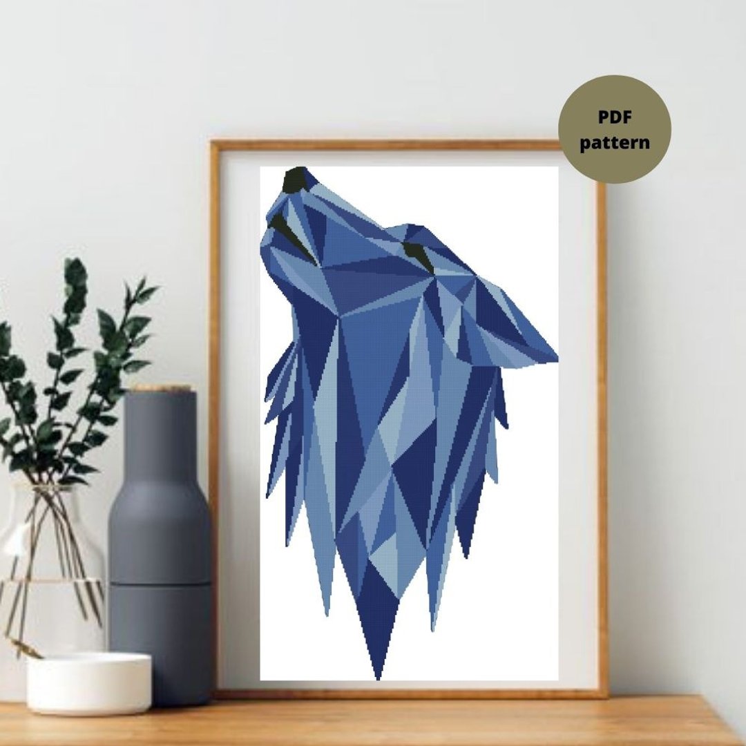 Wolf cross stitch pattern Digital PDF pattern geometric animal cross stitch - 手工艺教程/工具书 - 其他材质 