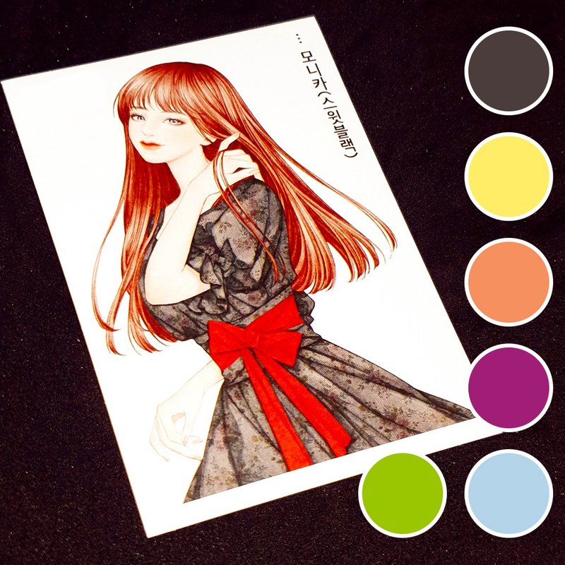 Monica (6色) 6张 (honne market) 人物贴纸 熊贴纸 blackraccoon - 贴纸 - 纸 
