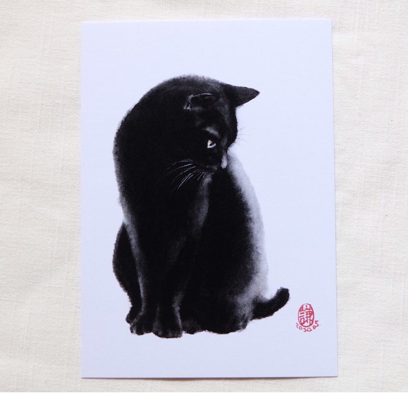 这什么? 猫咪明信片 - 卡片/明信片 - 纸 黑色