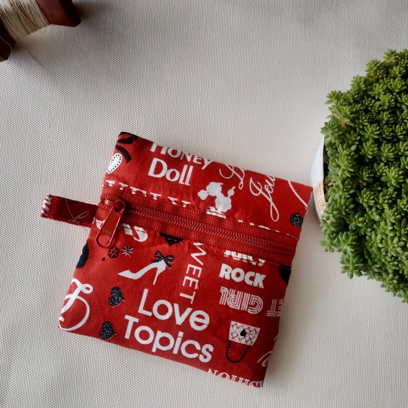 小方干 零钱包 卡片夹  风尚小包 - 零钱包 - 棉．麻 红色