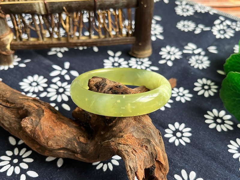 【一物一图】天然辽宁岫玉手镯 手镯圈口53.4mm 蜂蜜水 正圈 - 手链/手环 - 玉石 黄色