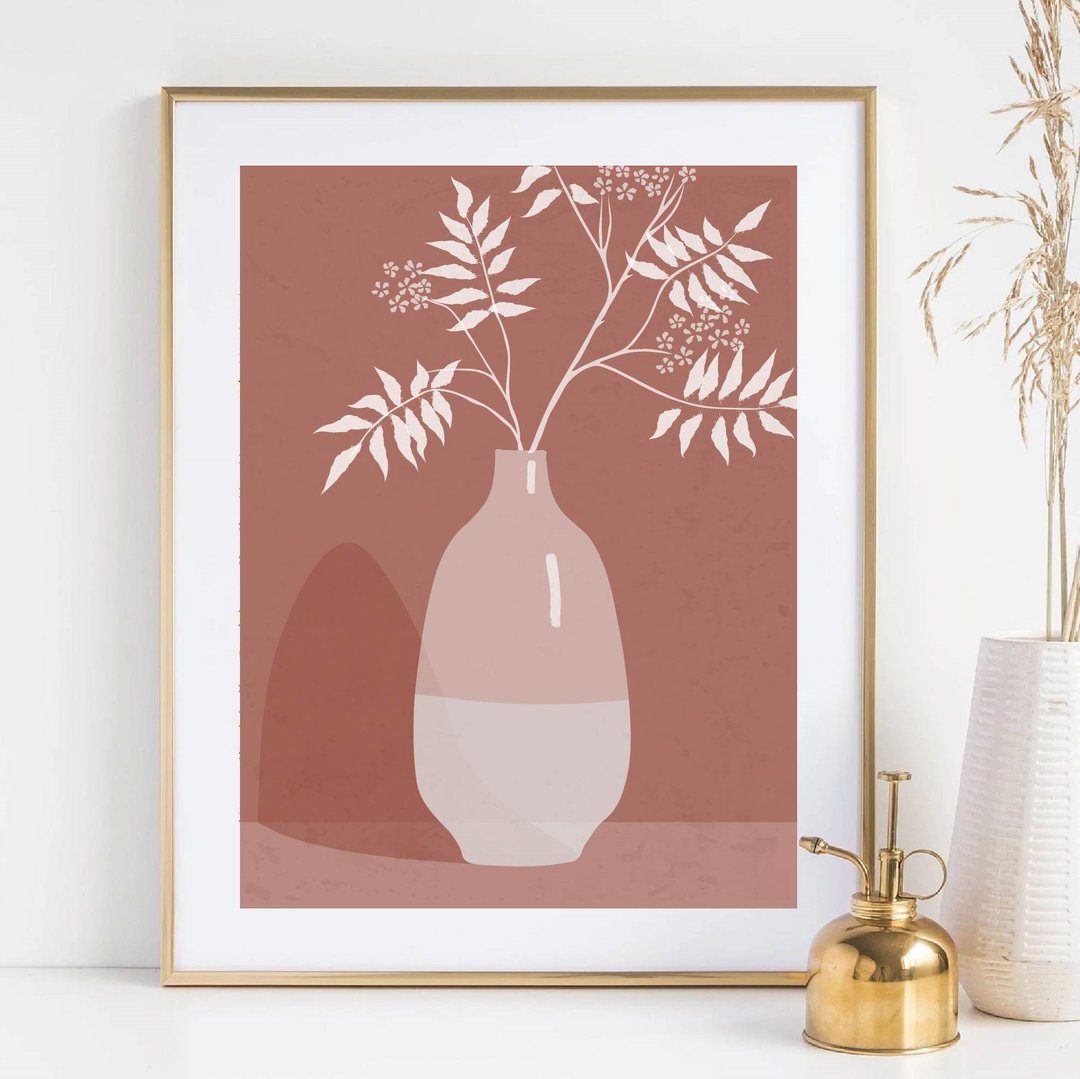 Modern art, botanical poster, blush pink decor, rowan,_jpg file_, still life art - 海报/装饰画/版画 - 其他材质 粉红色