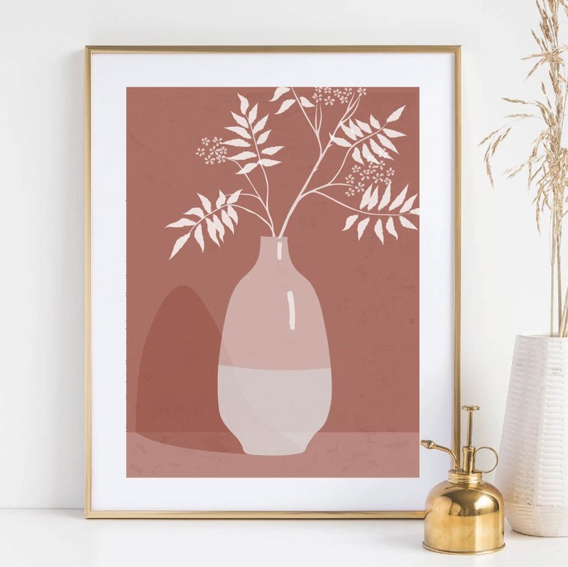 Modern art, botanical poster, blush pink decor, rowan,_jpg file_, still life art - 海报/装饰画/版画 - 其他材质 粉红色