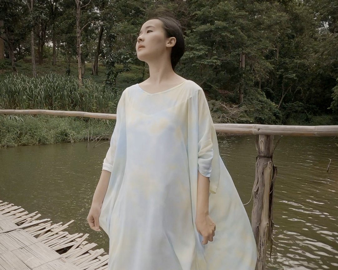 扎染衣服 柔和的长裙 度假 沙滩装 节日派对 - 洋装/连衣裙 - 棉 