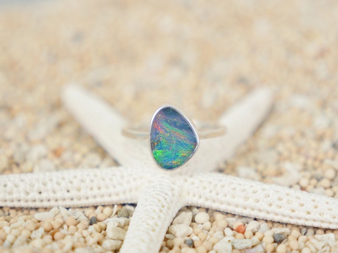 Opal's silver ring - 戒指 - 石头 蓝色