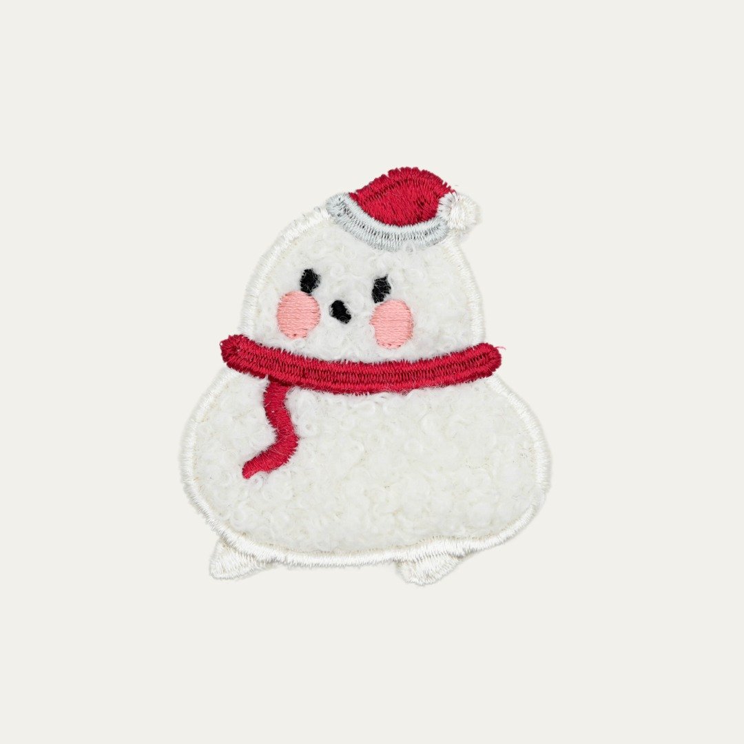 绒毛雪人磁吸式刺绣胸针 - 徽章/别针 - 绣线 白色