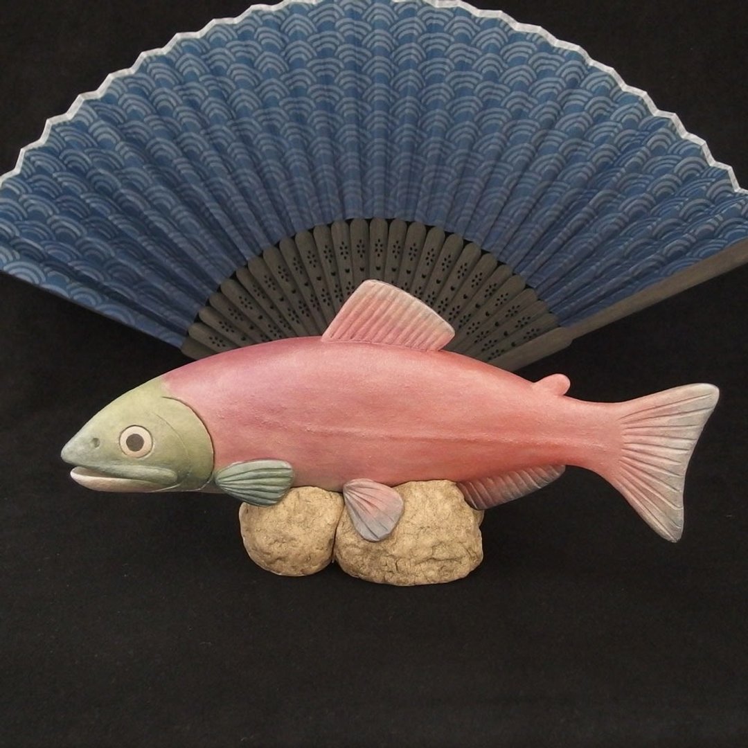 Ceramic Female Sockeye Salmon (Length:9.0in), Hand-built Ceramic Art - 摆饰 - 陶 